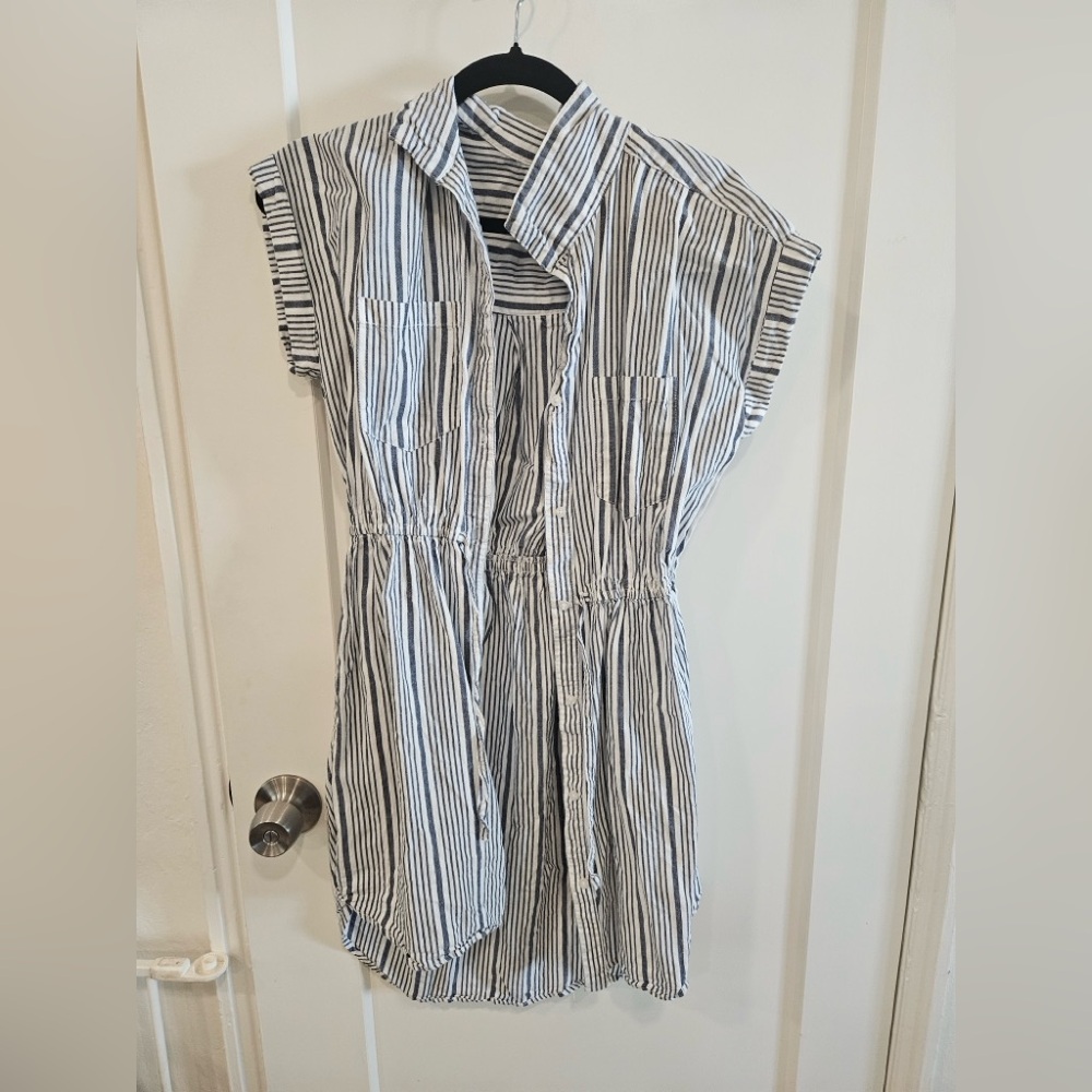 Japna Navy and White Striped Top/Mini Dress